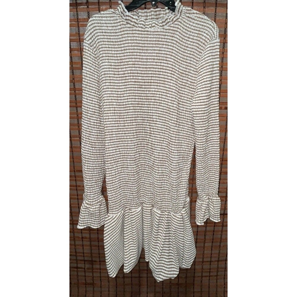 Women’s SHEIN Brown And White Smocked Dress Size Large‎